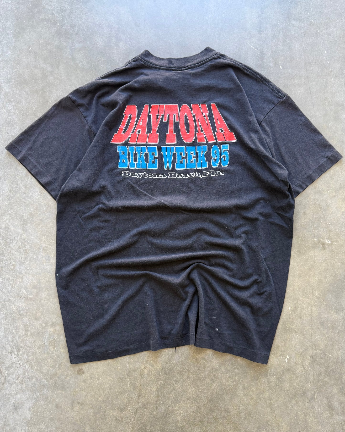 Vintage 3D Emblem Biker Tee - XL