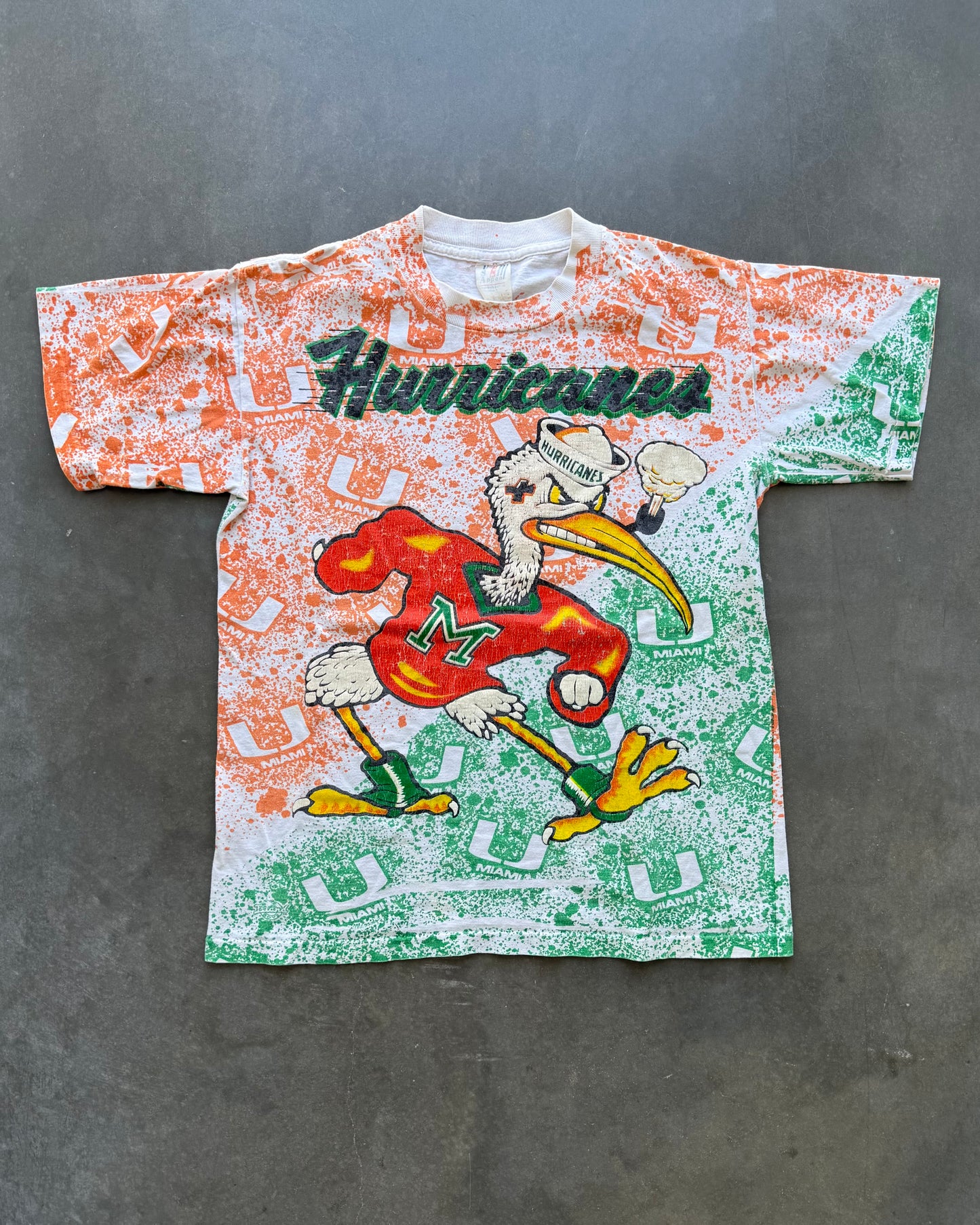 Vintage UM Hurricanes AOP Tee - M