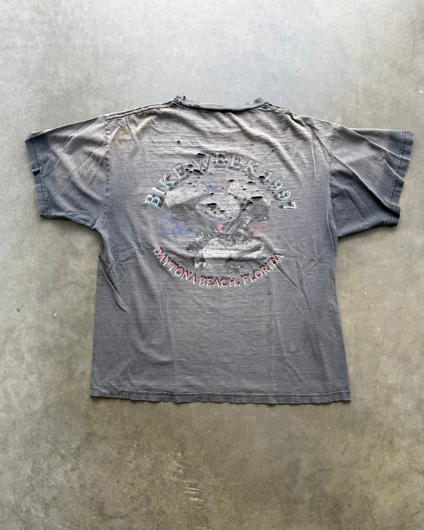 Vintage Bike Week Faded & Distressed Tee - L