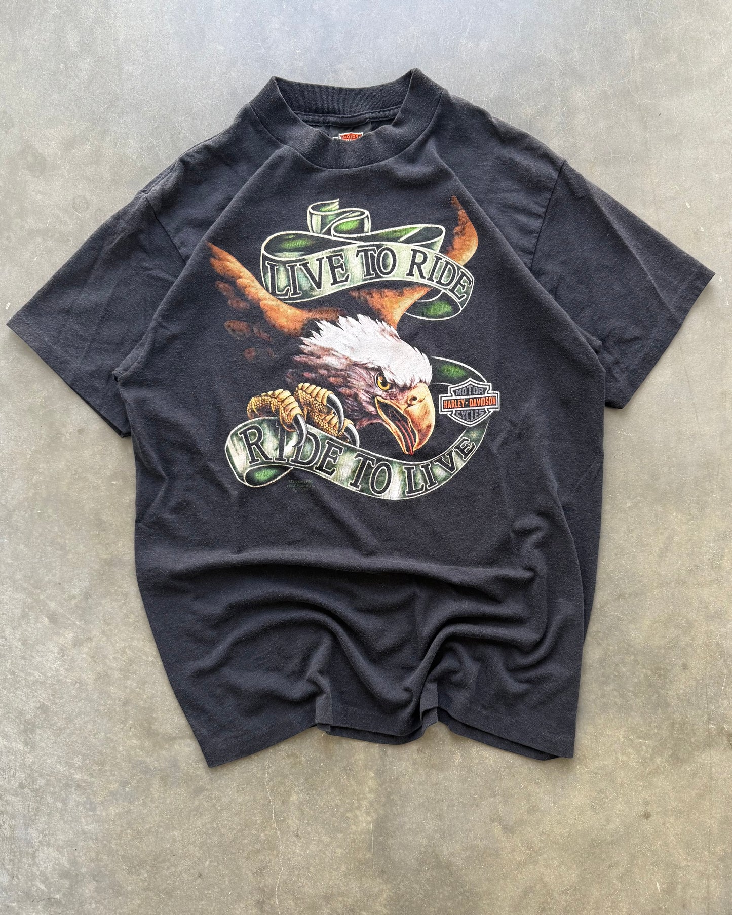Vintage 3D Emblem Harley Davidson Tee - L