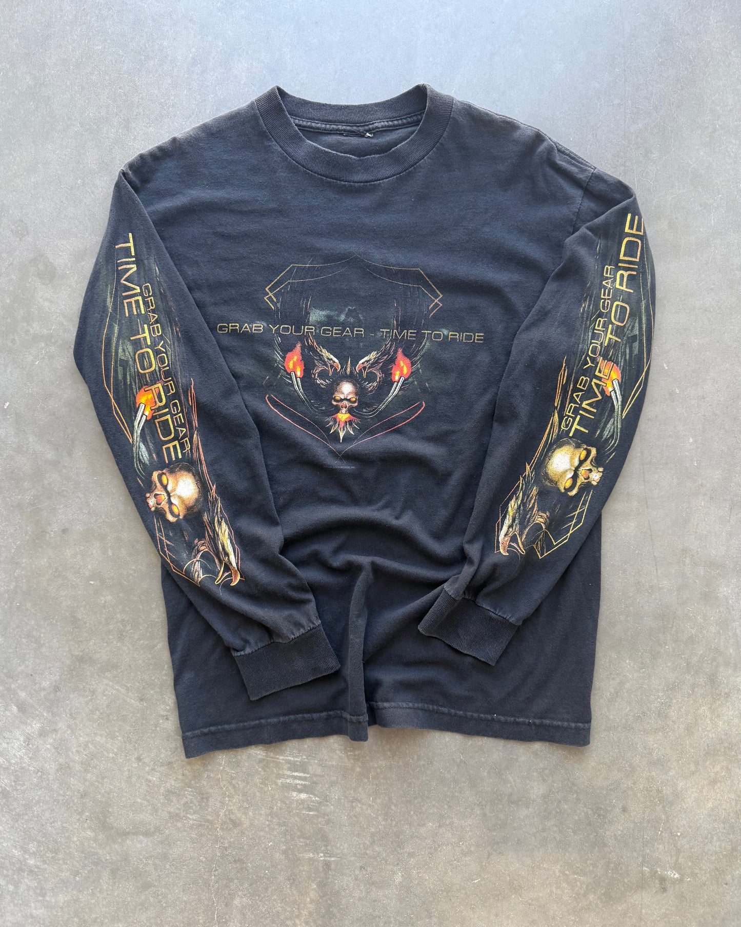 Vintage Biker Flame Skull Longsleeve - M