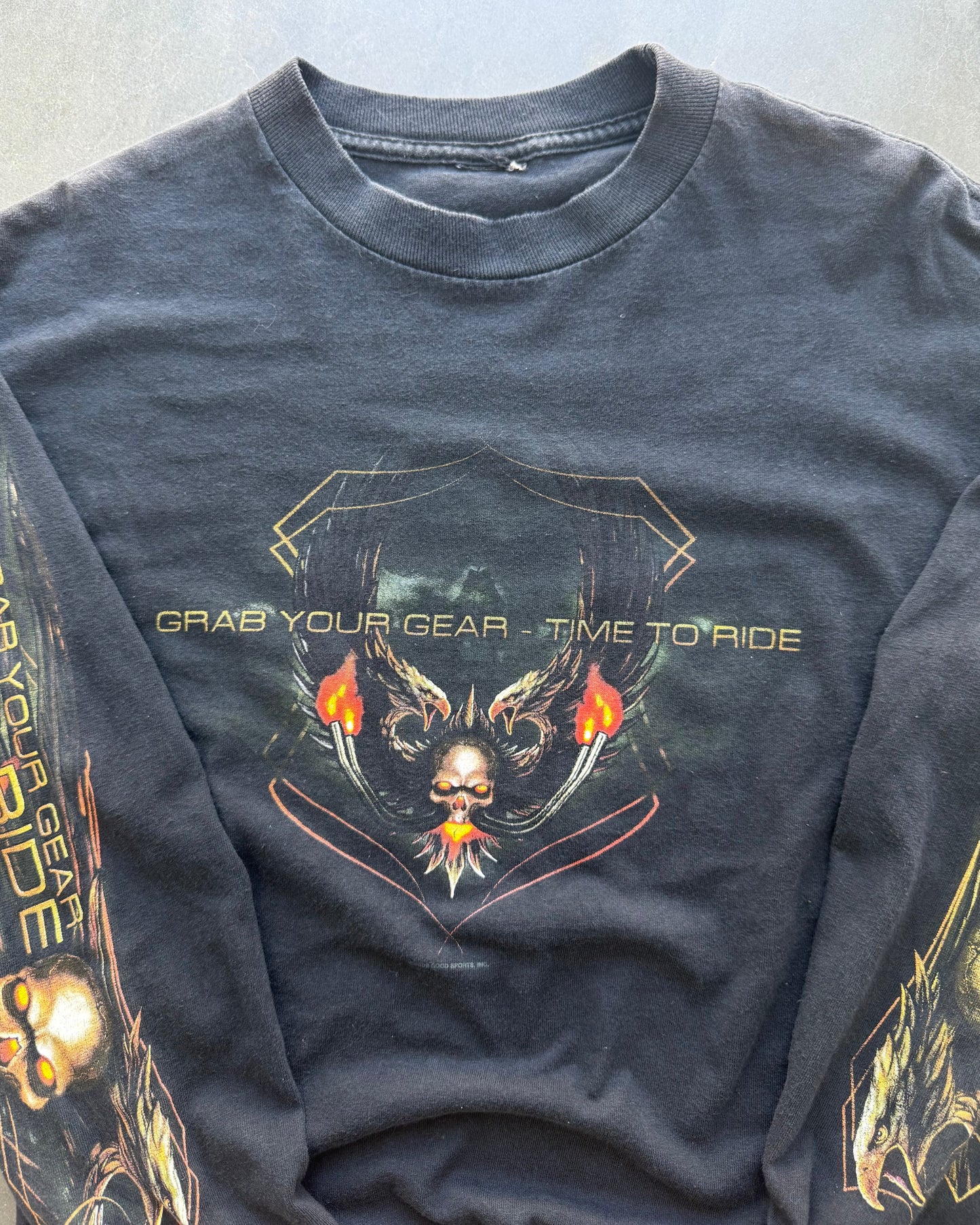 Vintage Biker Flame Skull Longsleeve - M