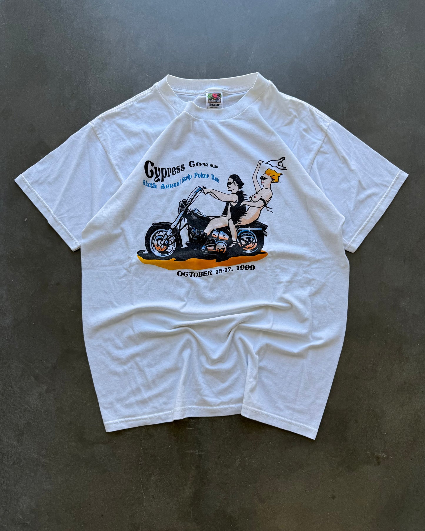 Vintage Strip Poker Biker Tee - L