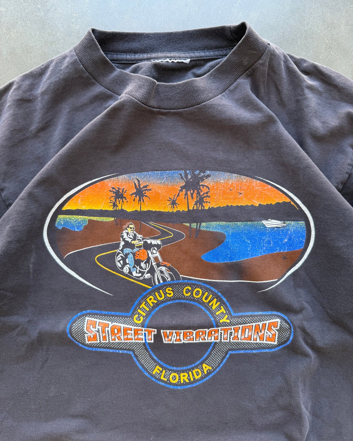 Vintage Street Vibrations Faded Biker Tee - M