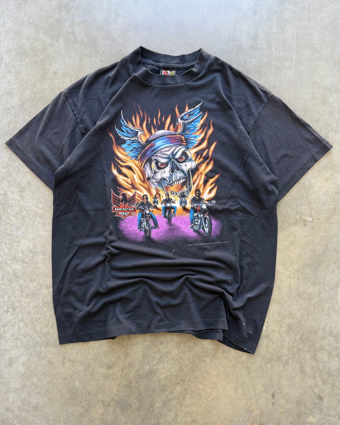 Vintage 3D Emblem Biker Tee - XL