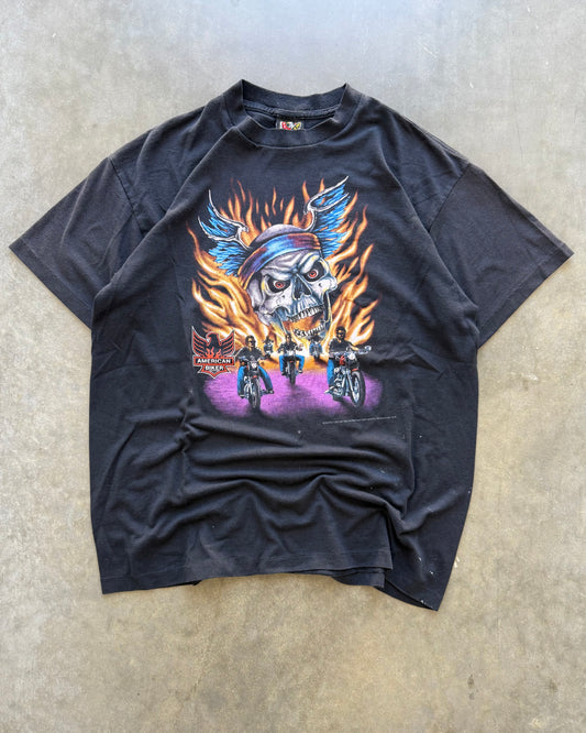 Vintage 3D Emblem Biker Tee - XL
