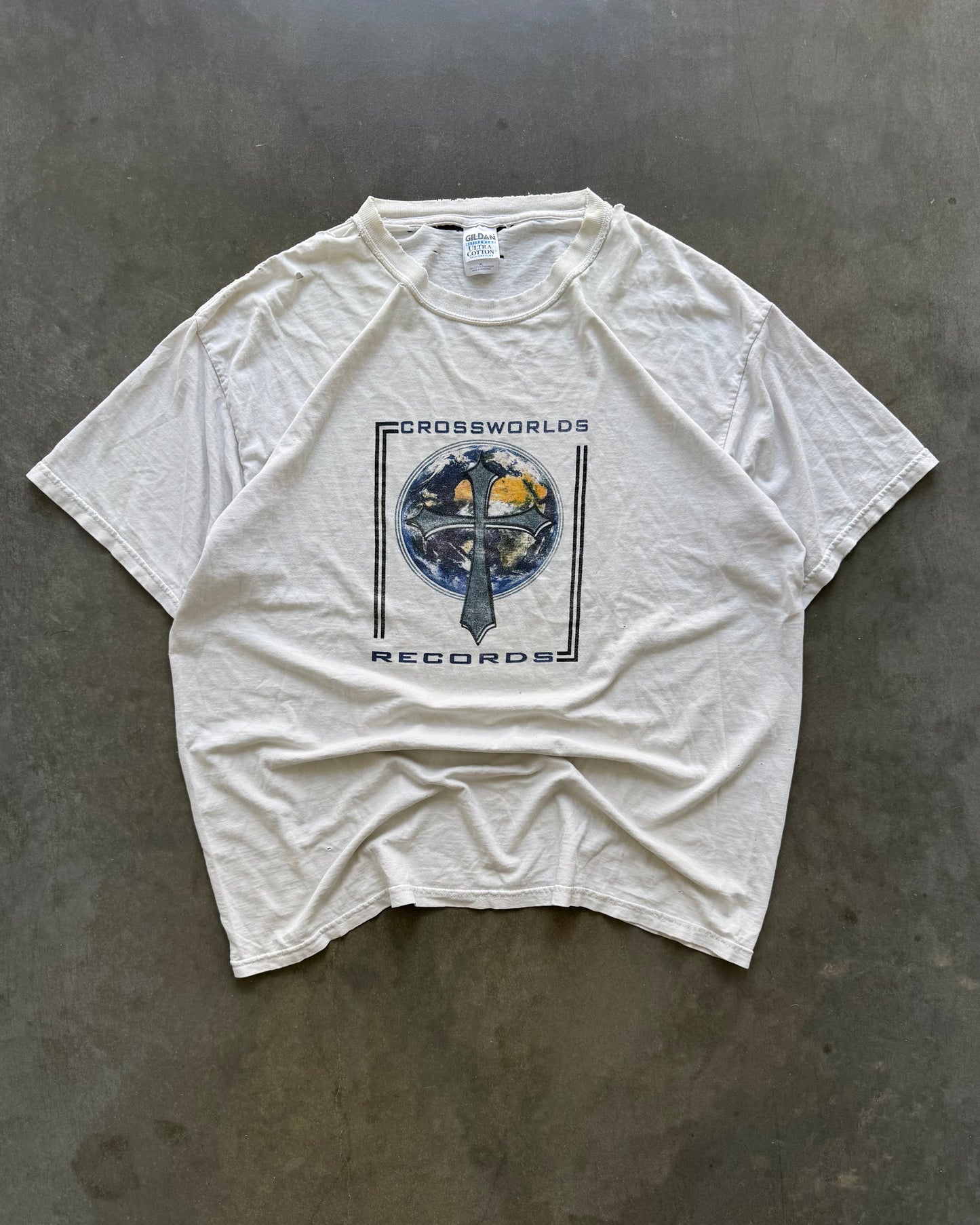 Vintage Crossworlds Records Distressed Jesus Tee - XL