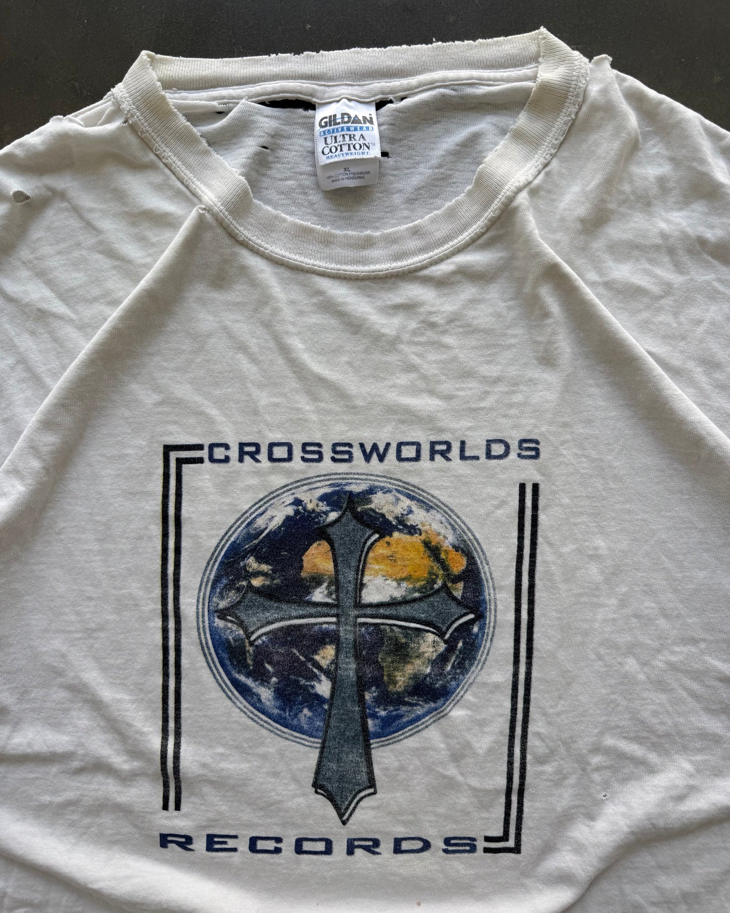 Vintage Crossworlds Records Distressed Jesus Tee - XL