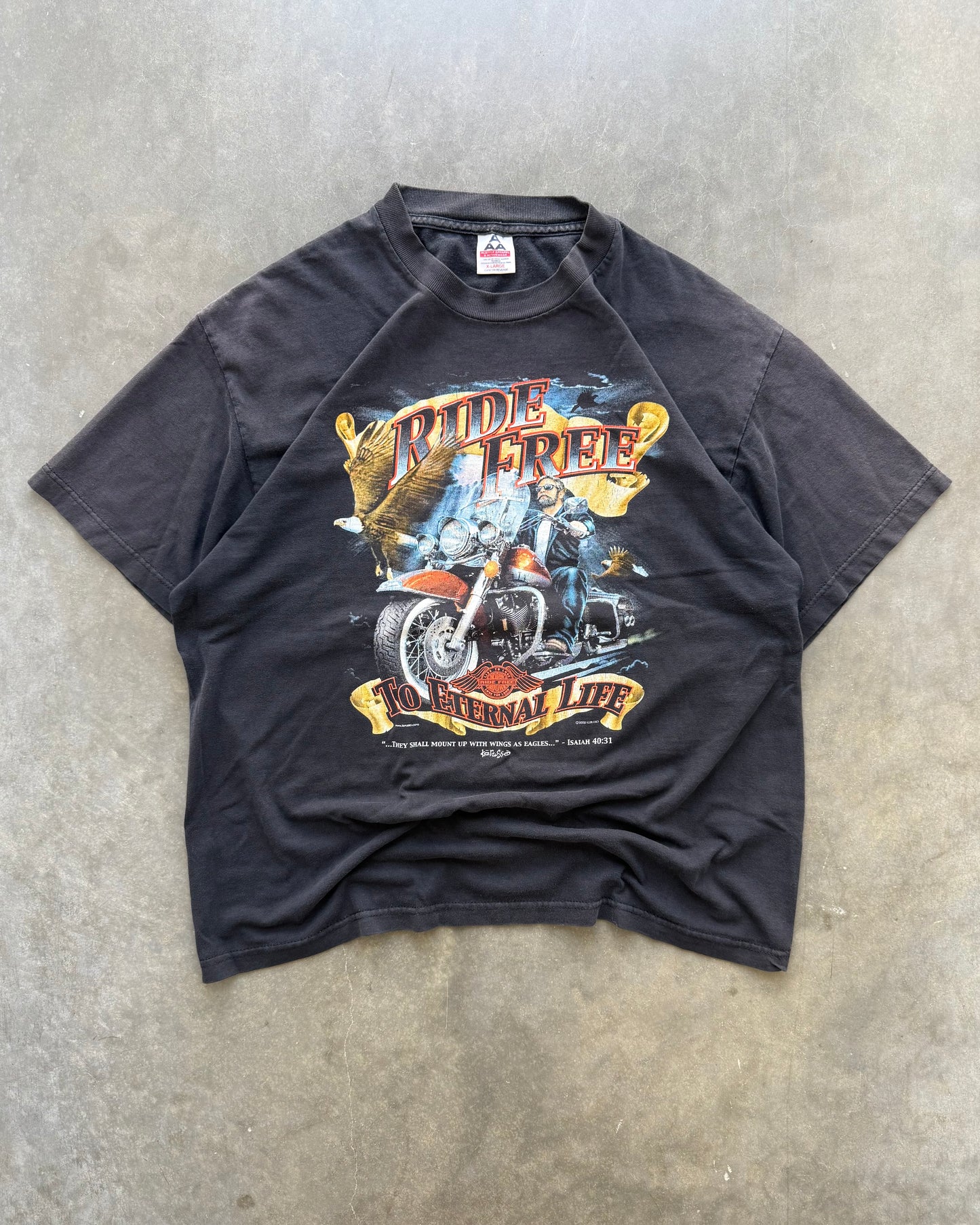 Vintage Ride Free Jesus Biker Tee - XL