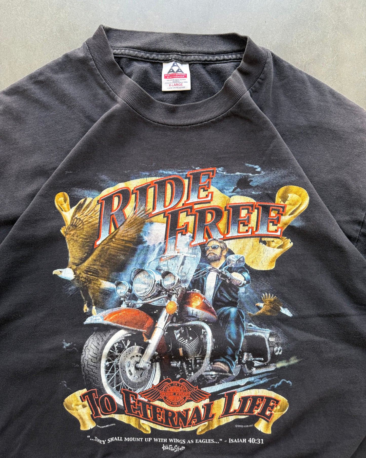 Vintage Ride Free Jesus Biker Tee - XL